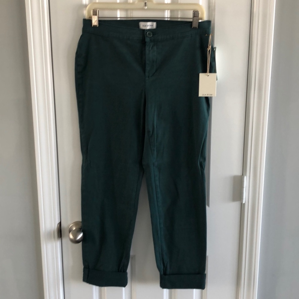 Lila Ryan hunter green cropped chino pants